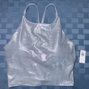 Shimmer Silver Athletic Tank Top